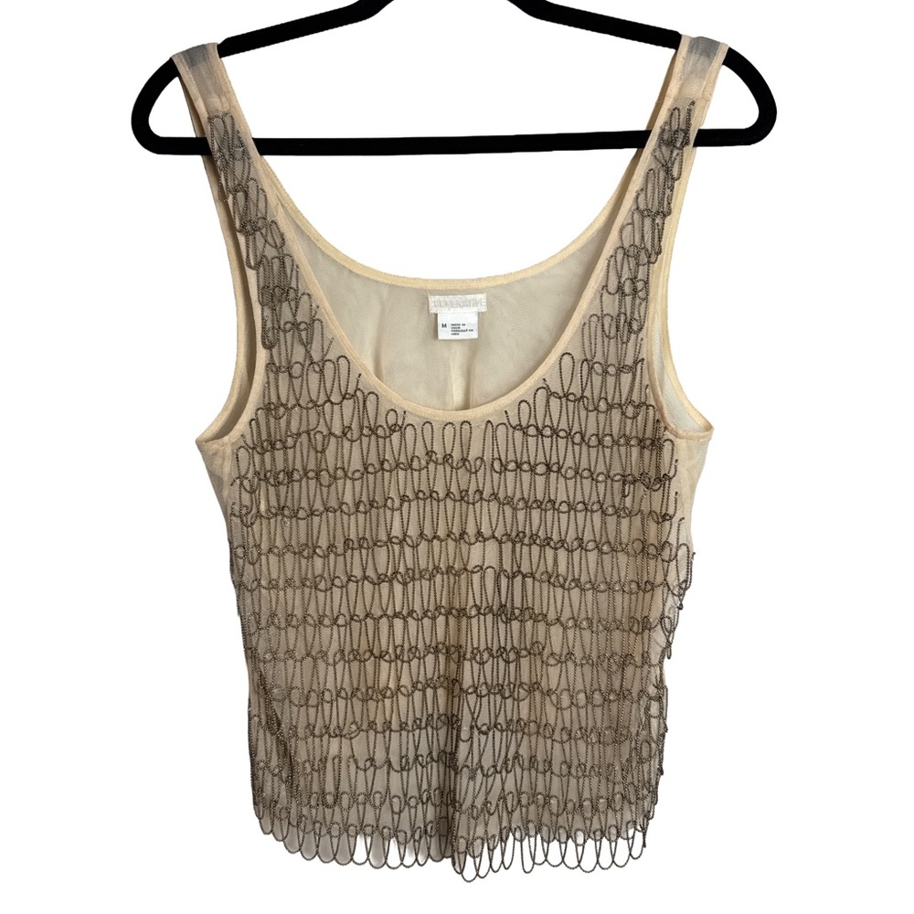 Cooperative Sheer Beaded Mesh Tank Top – Size Medium